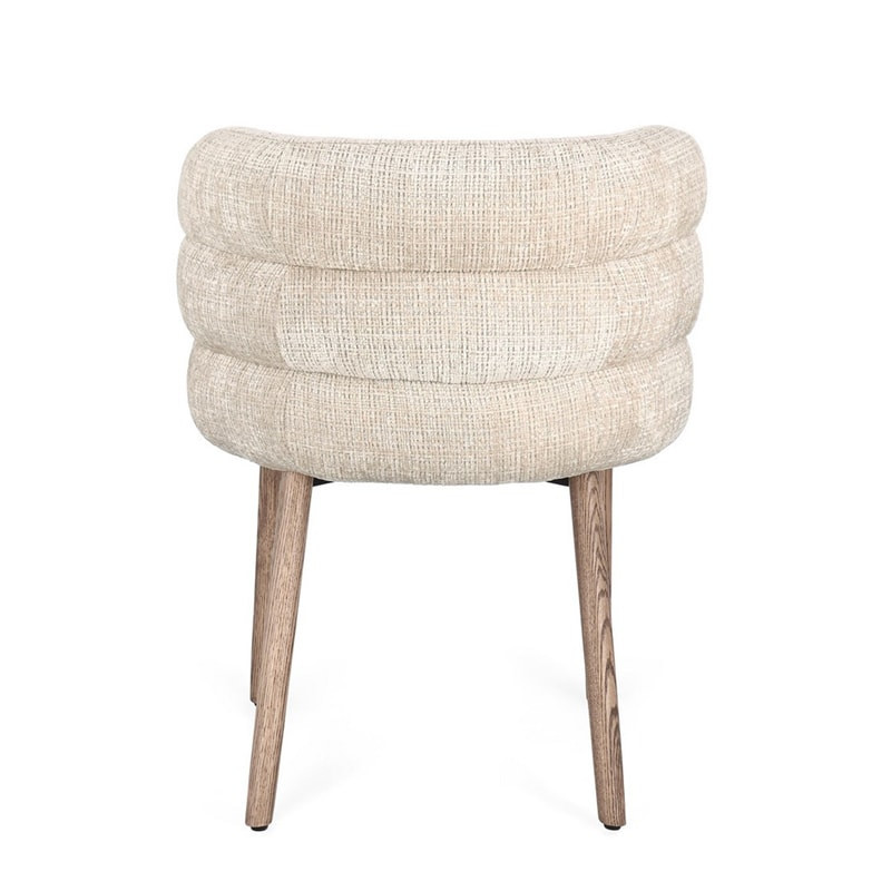 Chaise rembourrée en tissu effet chenille beige - Iluna 