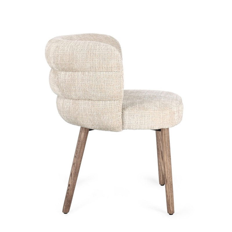 Chaise rembourrée en tissu effet chenille beige - Iluna 