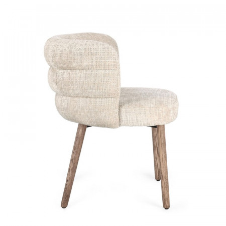 Chaise rembourrée en tissu effet chenille beige - Iluna 