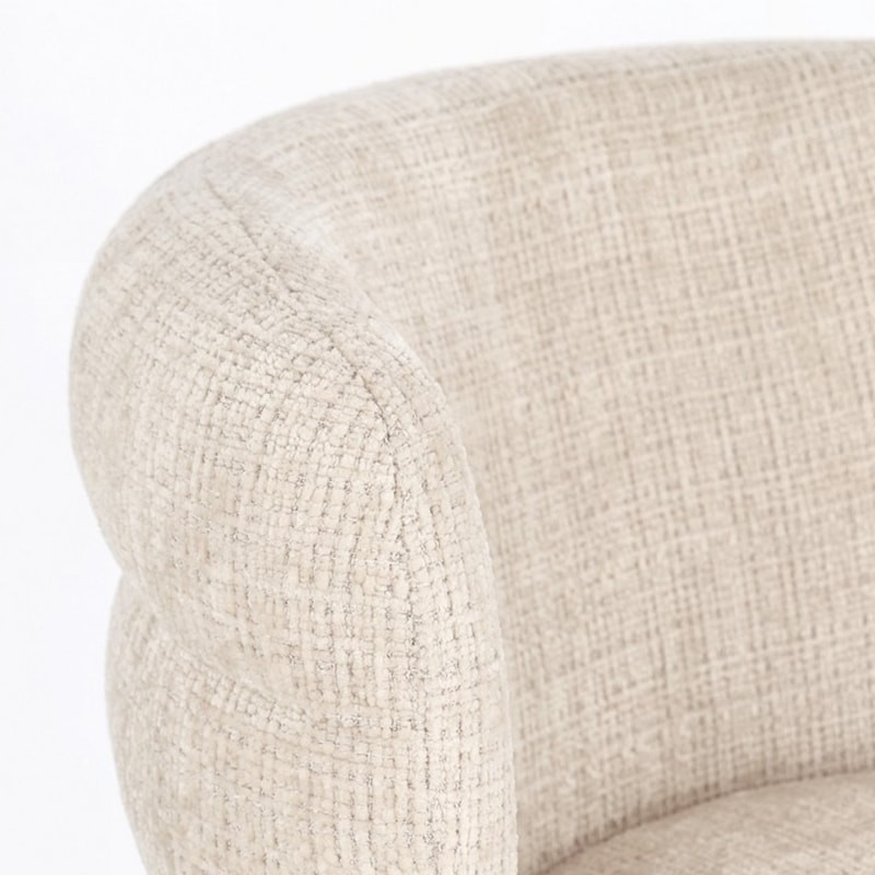 Chaise rembourrée en tissu effet chenille beige - Iluna 