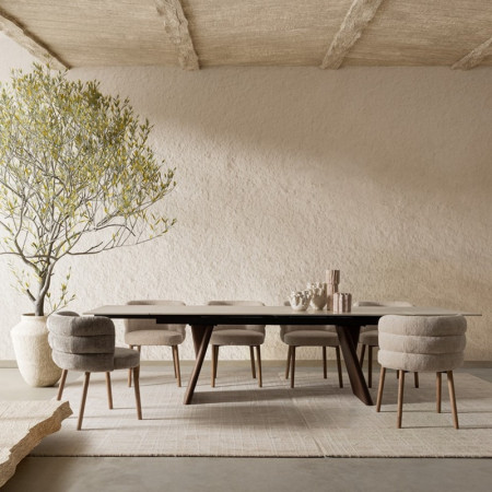 Chaise rembourrée en tissu effet chenille gris cendré - Iluna 