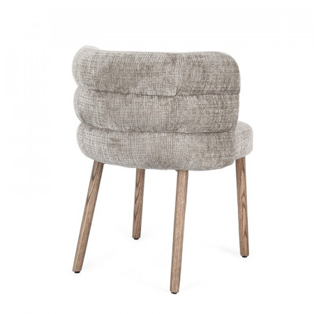 Chaise rembourrée en tissu effet chenille gris cendré - Iluna 