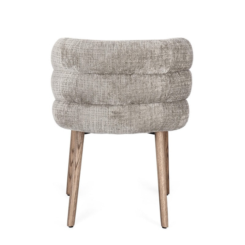 Chaise rembourrée en tissu effet chenille gris cendré - Iluna 
