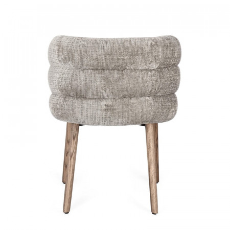 Chaise rembourrée en tissu effet chenille gris cendré - Iluna 