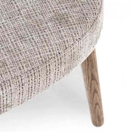 Chaise rembourrée en tissu effet chenille gris cendré - Iluna 