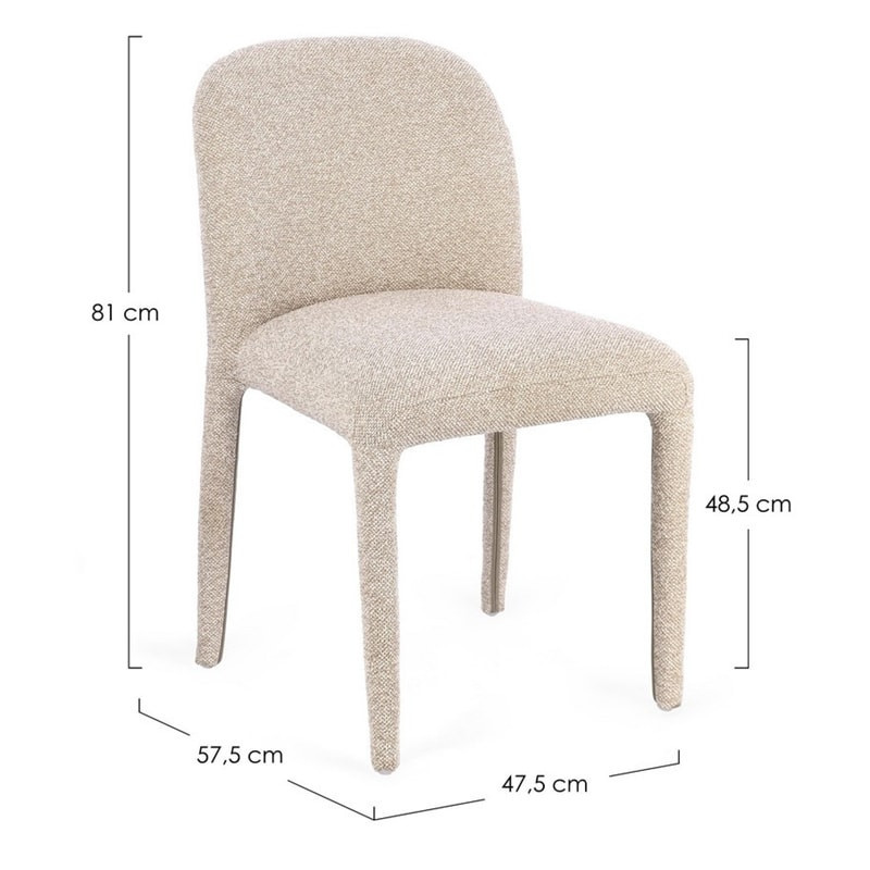 Chaise entièrement en tissu effet bouclette beige - Amara 