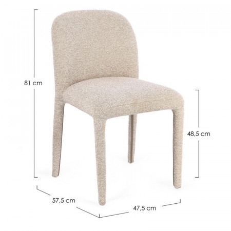 Chaise entièrement en tissu effet bouclette beige - Amara 