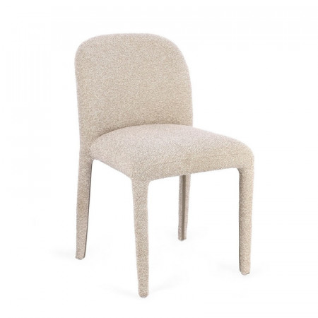 Chaise entièrement en tissu effet bouclette beige - Amara 