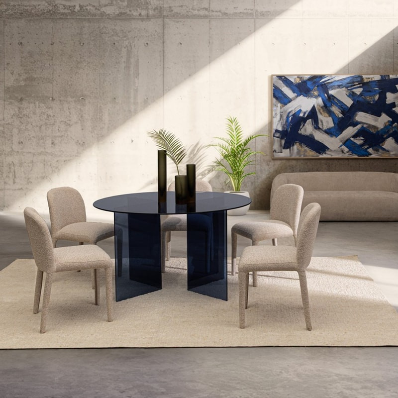 Chaise entièrement en tissu effet bouclette beige - Amara 