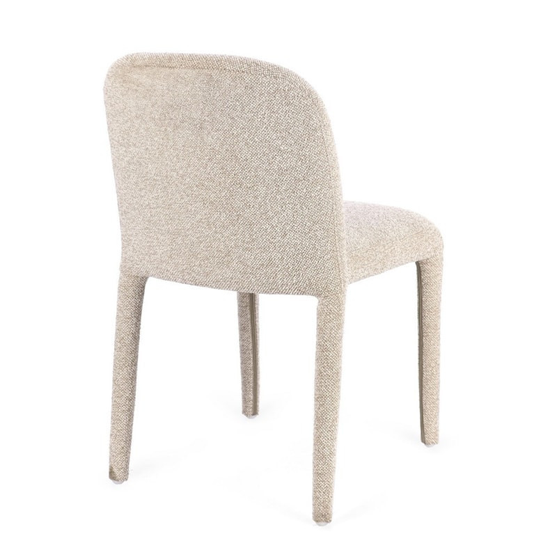 Chaise entièrement en tissu effet bouclette beige - Amara 
