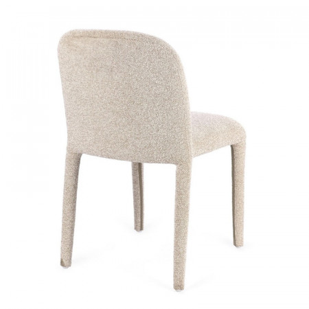 Chaise entièrement en tissu effet bouclette beige - Amara 