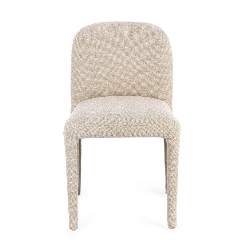 Chaise entièrement en tissu effet bouclette beige - Amara 