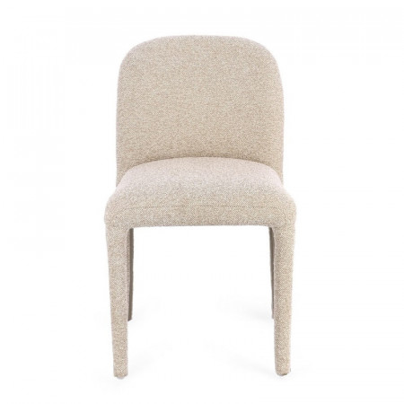 Chaise entièrement en tissu effet bouclette beige - Amara 