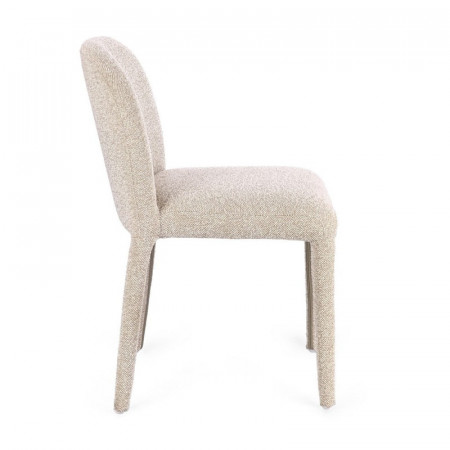 Chaise entièrement en tissu effet bouclette beige - Amara 