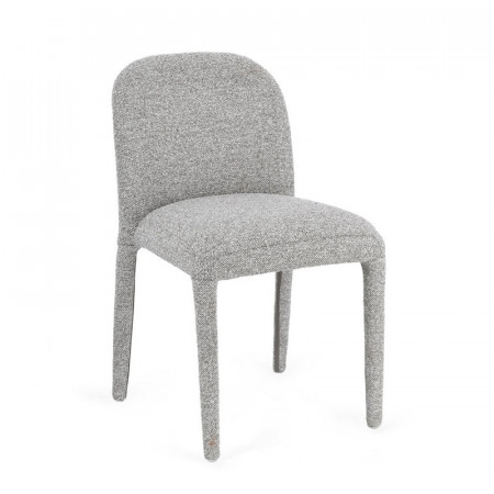 Chaise entièrement en tissu effet bouclette gris - Amara 