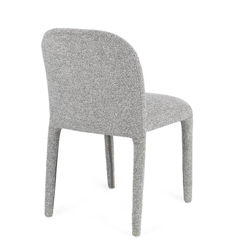 Chaise entièrement en tissu effet bouclette gris - Amara 