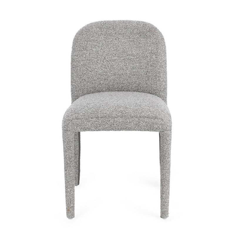 Chaise entièrement en tissu effet bouclette gris - Amara 