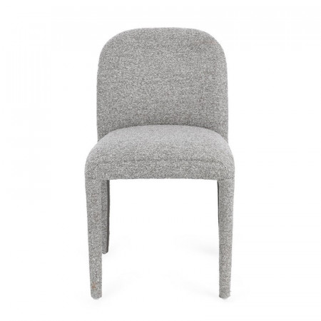Chaise entièrement en tissu effet bouclette gris - Amara 