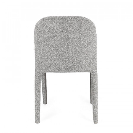 Chaise entièrement en tissu effet bouclette gris - Amara 