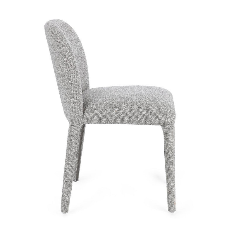 Chaise entièrement en tissu effet bouclette gris - Amara 