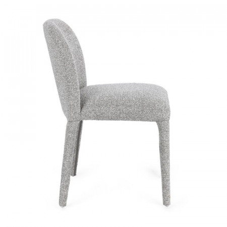 Chaise entièrement en tissu effet bouclette gris - Amara 
