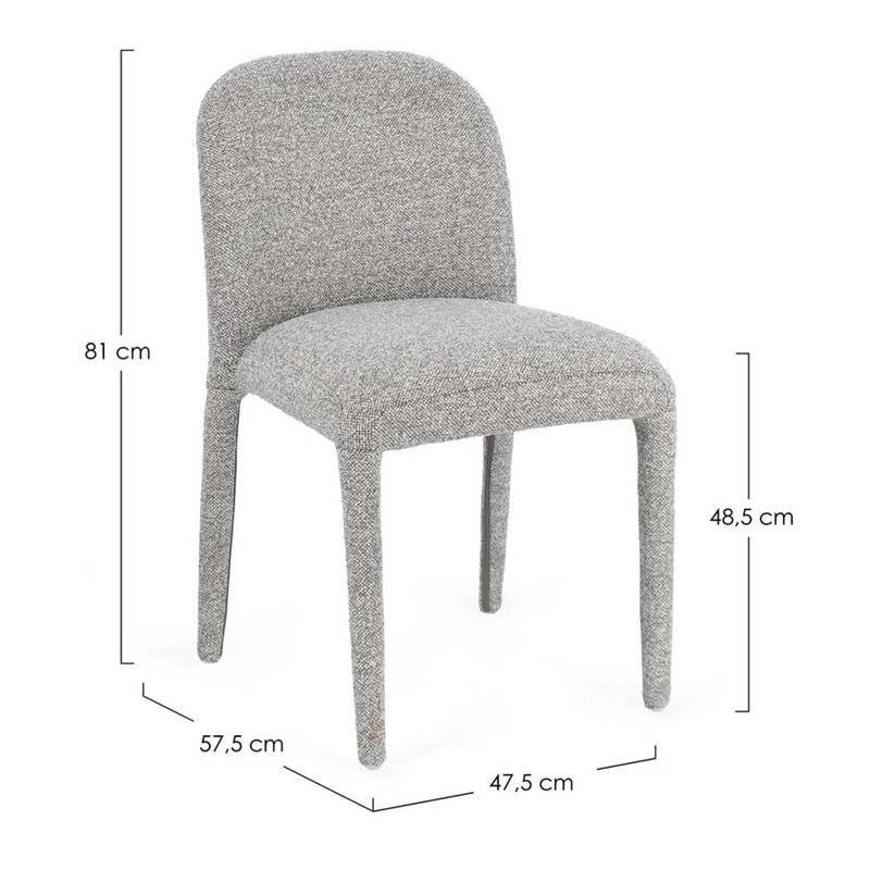 Chaise entièrement en tissu effet bouclette gris - Amara 