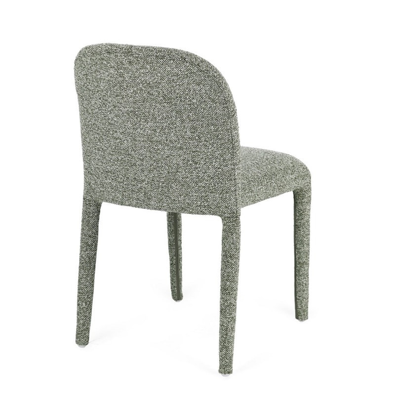 Chaise entièrement en tissu effet bouclette vert - Amara 