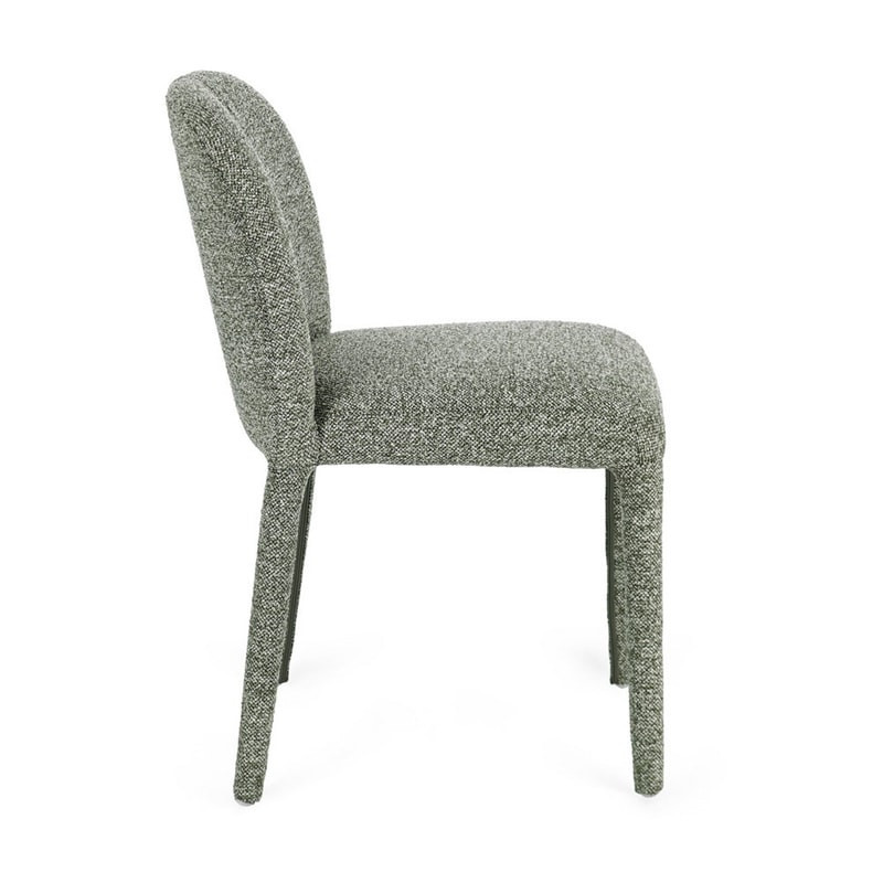 Chaise entièrement en tissu effet bouclette vert - Amara 