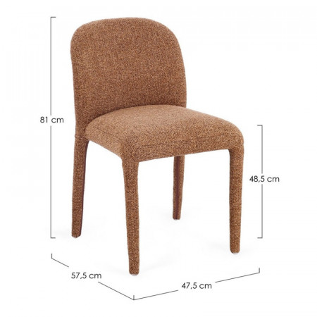 Chaise entièrement en tissu effet bouclette terre cuite - Amara 