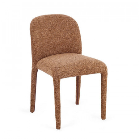 Chaise entièrement en tissu effet bouclette terre cuite - Amara 