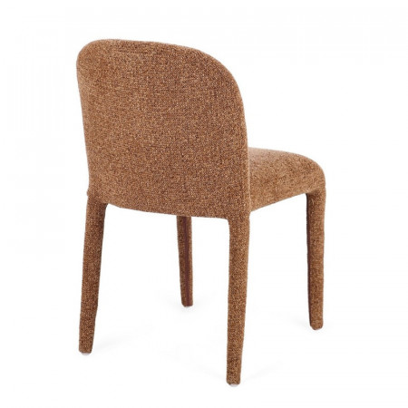 Chaise entièrement en tissu effet bouclette terre cuite - Amara 