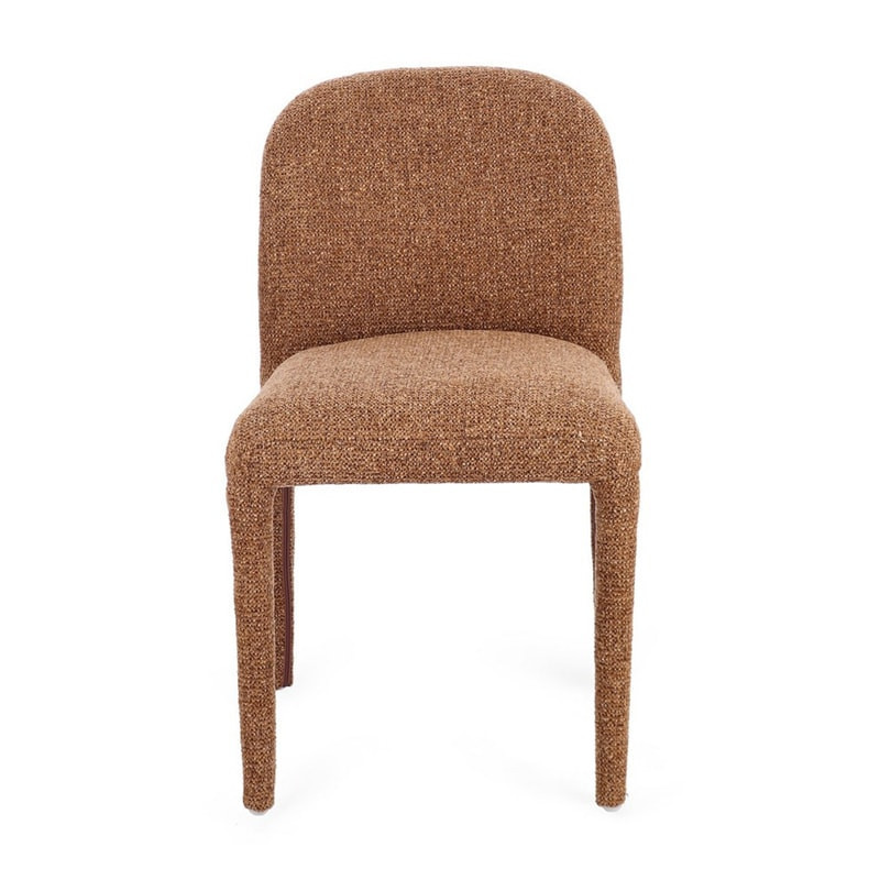 Chaise entièrement en tissu effet bouclette terre cuite - Amara 