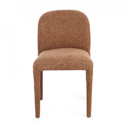 Chaise entièrement en tissu effet bouclette terre cuite - Amara 