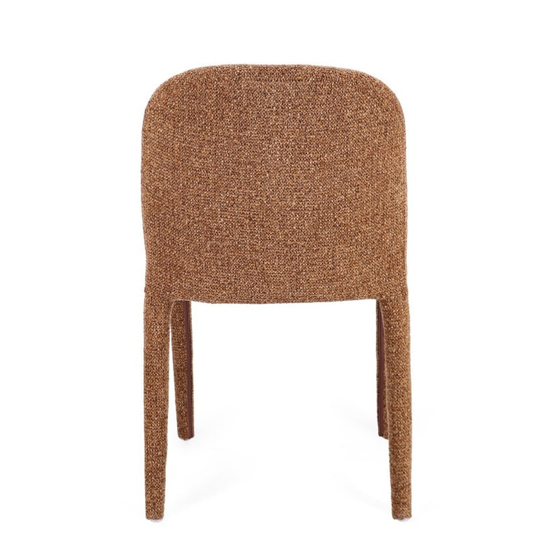Chaise entièrement en tissu effet bouclette terre cuite - Amara 