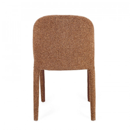 Chaise entièrement en tissu effet bouclette terre cuite - Amara 