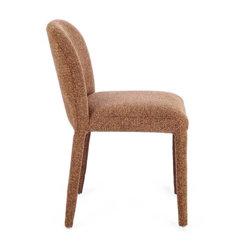 Chaise entièrement en tissu effet bouclette terre cuite - Amara 