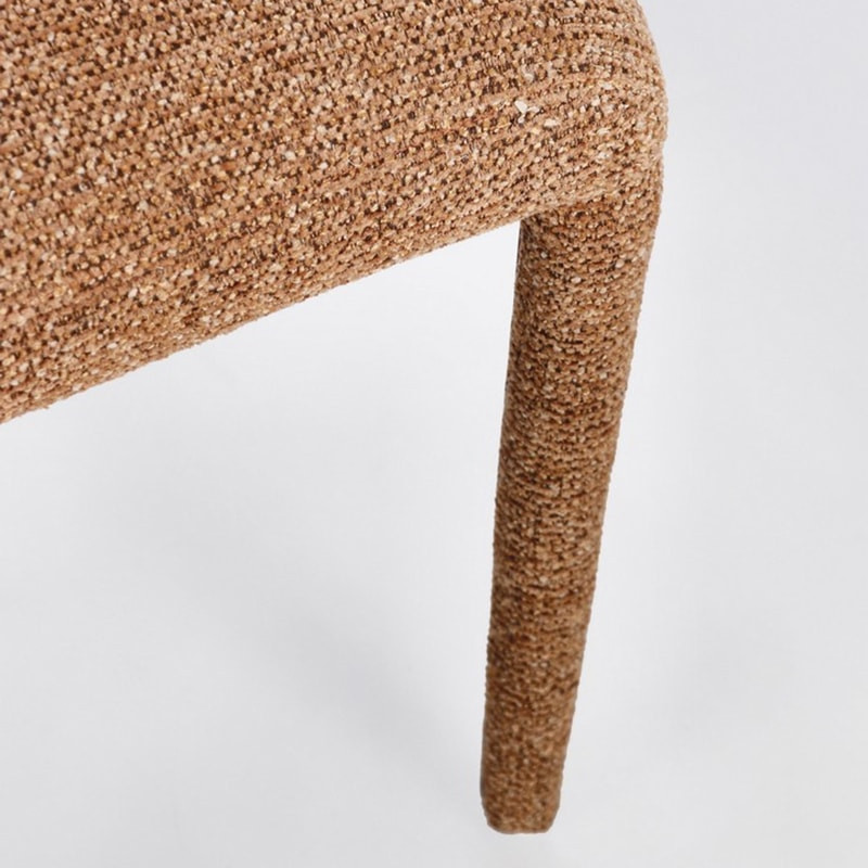 Chaise entièrement en tissu effet bouclette terre cuite - Amara 