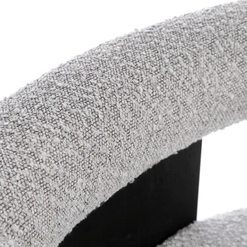 Chaise avec accoudoirs en bois noir et tissu bouclette gris - Agavin 