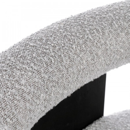 Chaise avec accoudoirs en bois noir et tissu bouclette gris - Agavin 