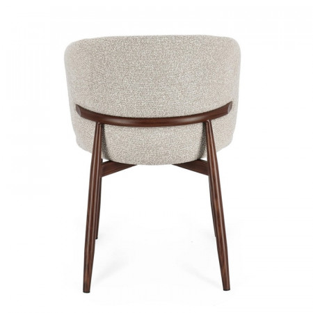 Chaise design en tissu bouclé beige et piétement effet bois - Amalys 