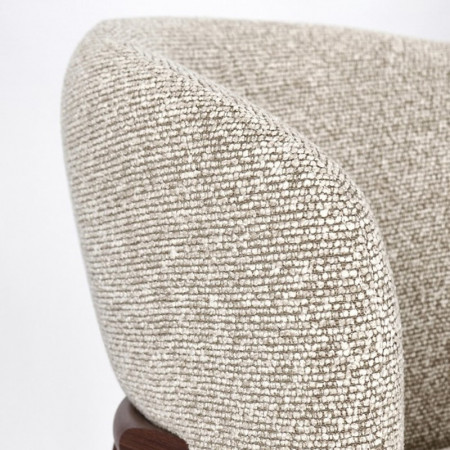 Chaise design en tissu bouclé beige et piétement effet bois - Amalys 