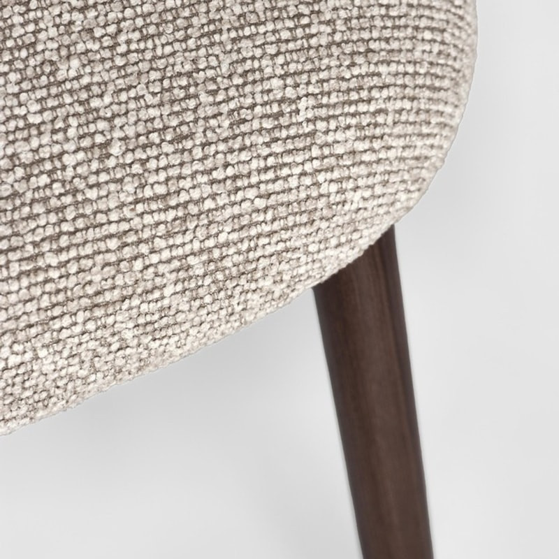 Chaise design en tissu bouclé beige et piétement effet bois - Amalys 
