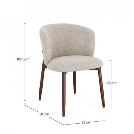 Chaise design en tissu bouclé beige et piétement effet bois - Amalys 