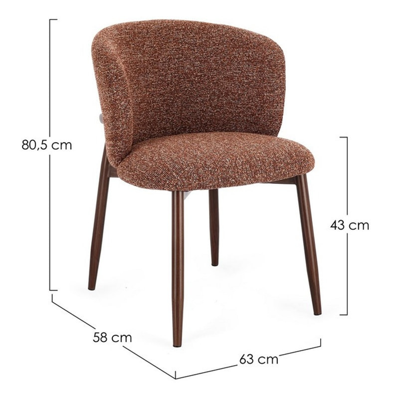 Chaise design en tissu bouclé terre cuite et piétement effet bois - Amalys 