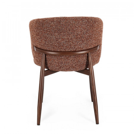 Chaise design en tissu bouclé terre cuite et piétement effet bois - Amalys 