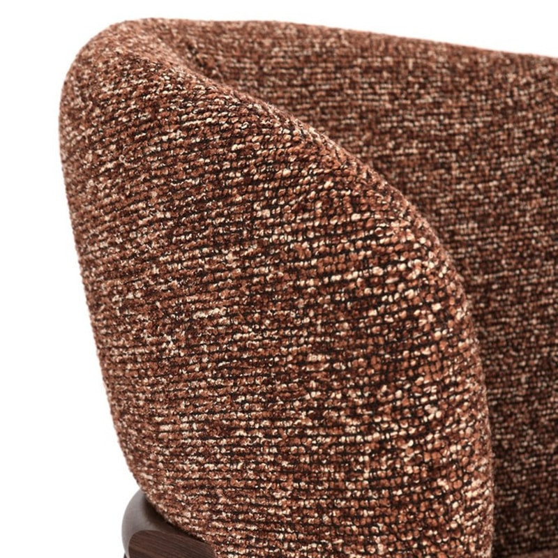 Chaise design en tissu bouclé terre cuite et piétement effet bois - Amalys 