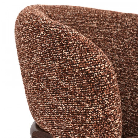 Chaise design en tissu bouclé terre cuite et piétement effet bois - Amalys 