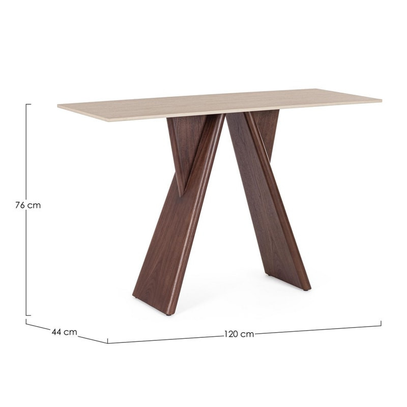 Console en grès cérame effet travertin - Maïko 