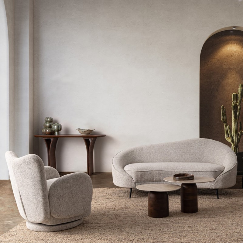 Fauteuil pivotant 360° en tissu gris - Harlin 