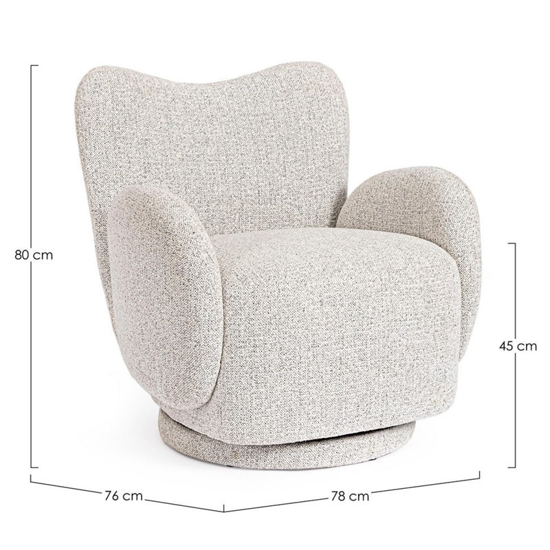 Fauteuil pivotant 360° en tissu gris - Harlin 